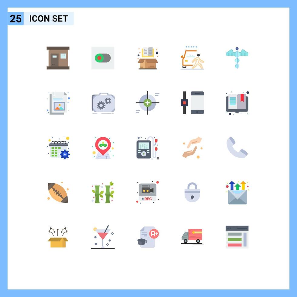 Group of 25 Flat Colors Signs and Symbols for medical pedestrian box danger and Editable Vector Design Elements