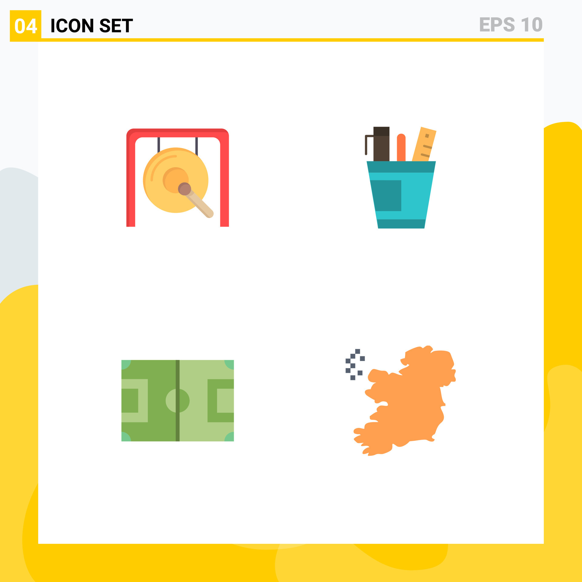 Set Of 4 Vector Flat Icons On Grid For Gong Supply Chinese Office Field set-of-4-vector-flat-icons-on-grid-for-gong-supply-chinese-office-field