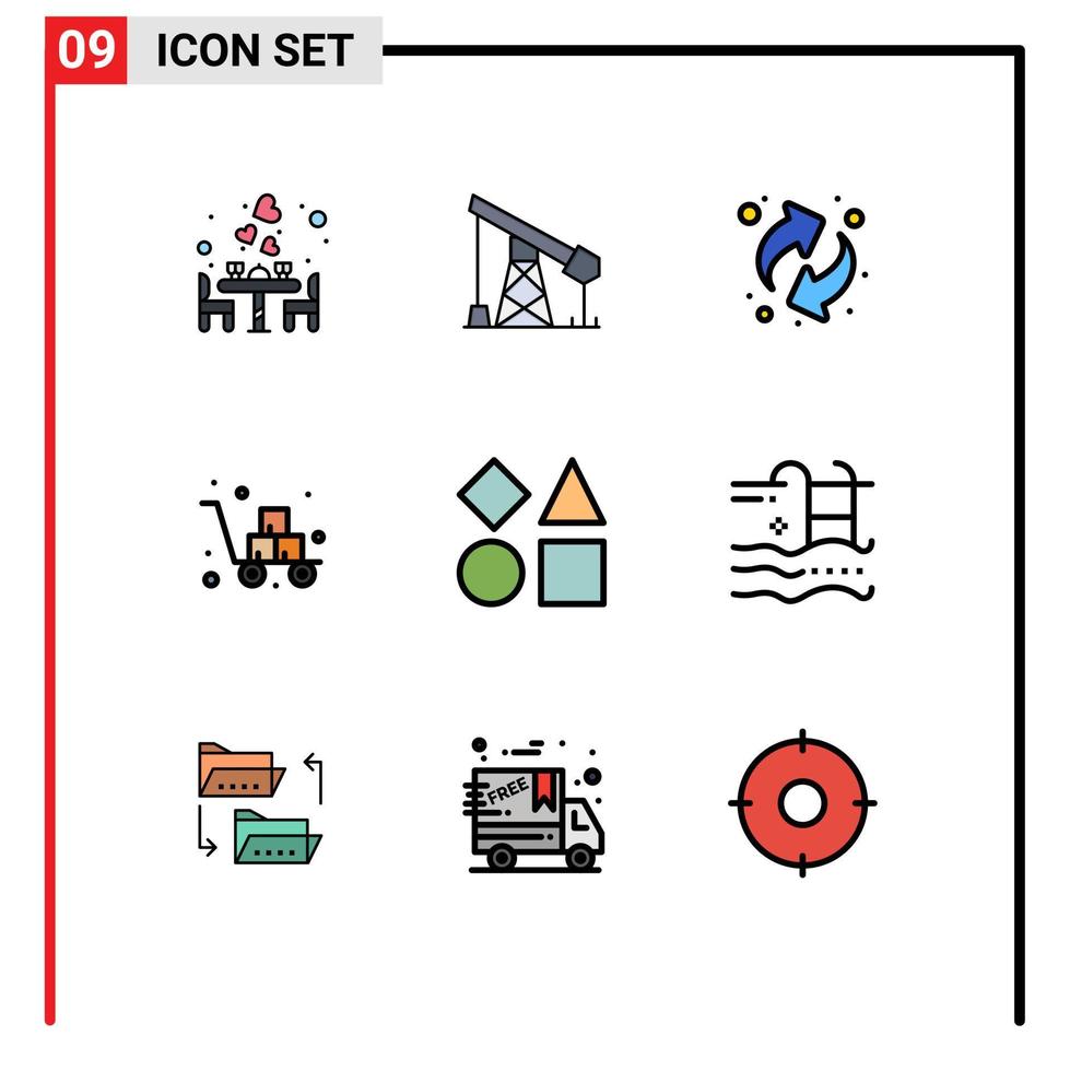 Set of 9 Modern UI Icons Symbols Signs for bricks fragile gass delivery box Editable Vector Design Elements