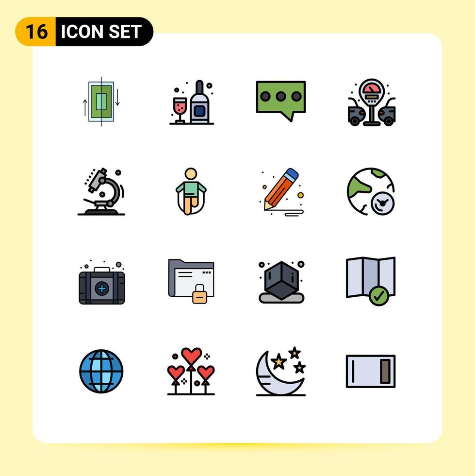 16 iconos creativos signos y símbolos modernos de ciencia laboratorio burbuja biología vida elementos de diseño de vectores creativos editables