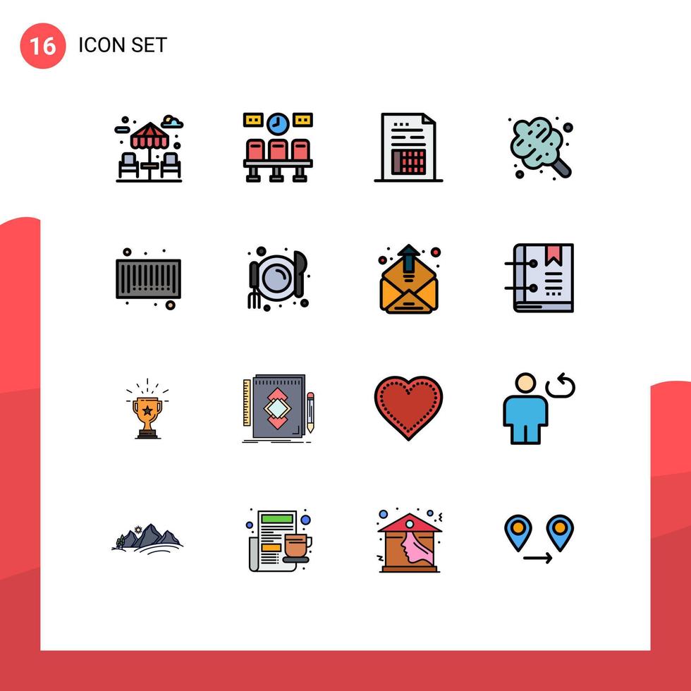 conjunto de 16 iconos de interfaz de usuario modernos signos de símbolos para dulces de código de barras datos alimentos algodón de azúcar elementos de diseño de vectores creativos editables
