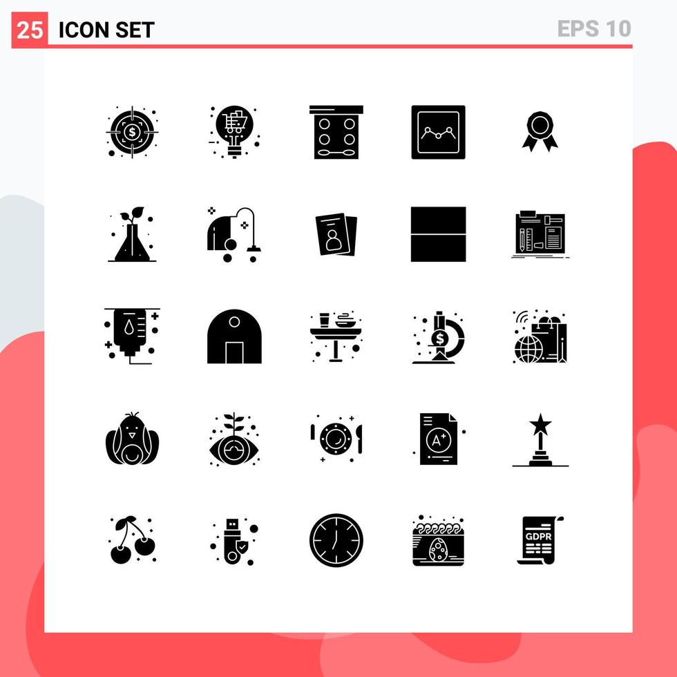 Set of 25 Modern UI Icons Symbols Signs for medal badges eye shadow badge chart Editable Vector Design Elements