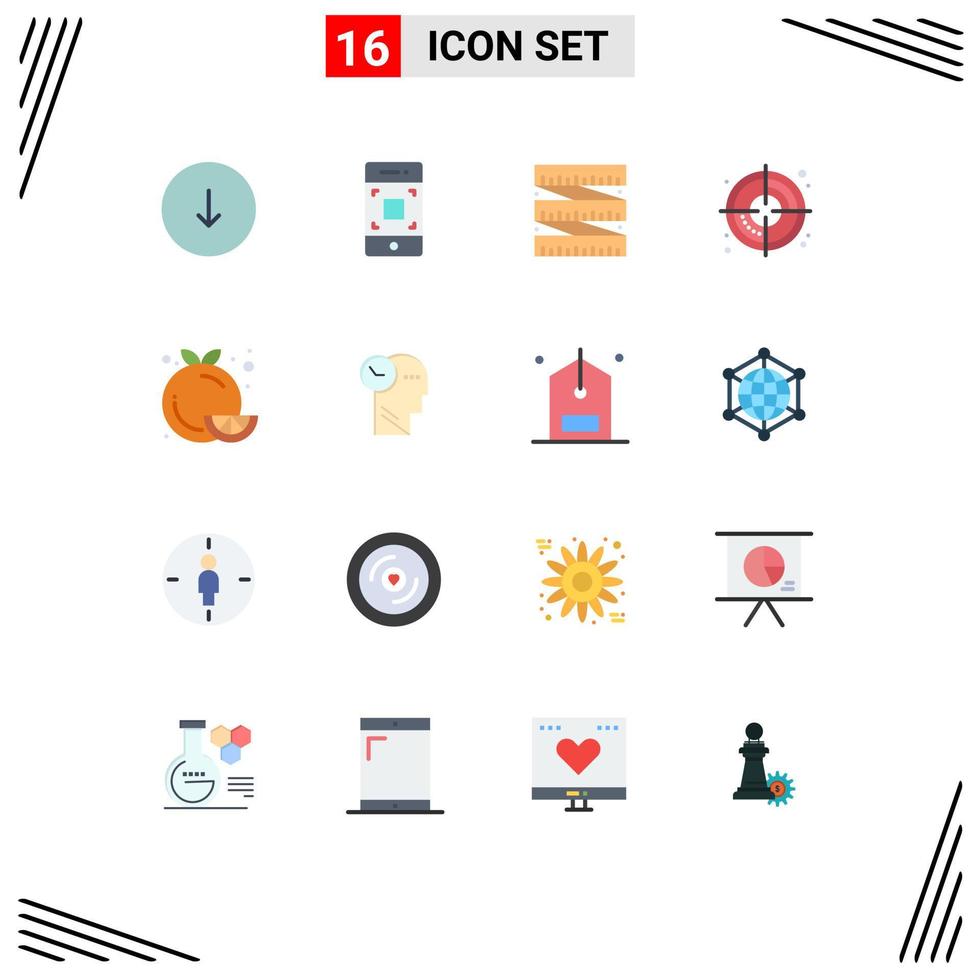 Modern Set of 16 Flat Colors and symbols such as healthy food food diet diet creative Editable Pack of Creative Vector Design Elements