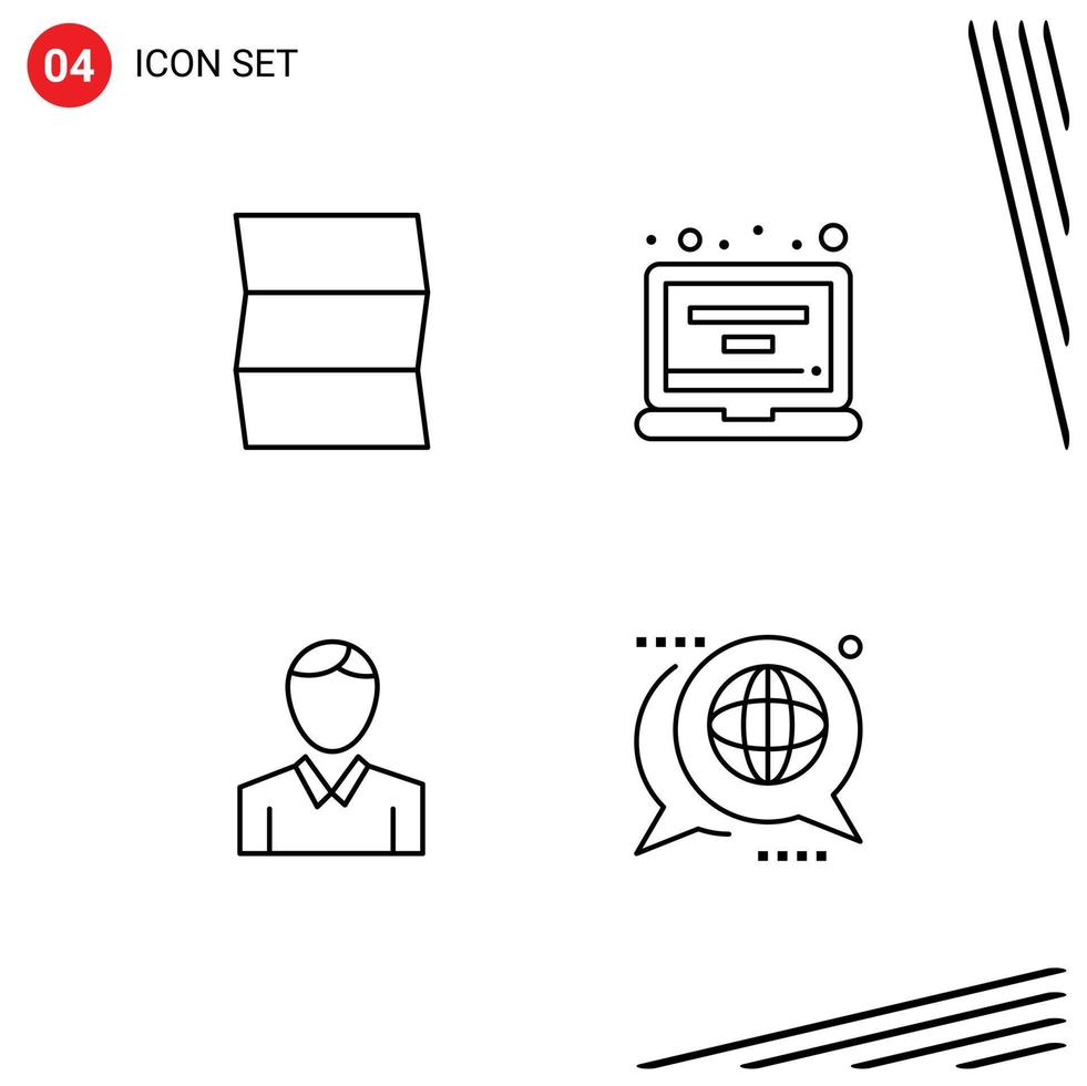 Pictogram Set of 4 Simple Filledline Flat Colors of location man account profile communication Editable Vector Design Elements