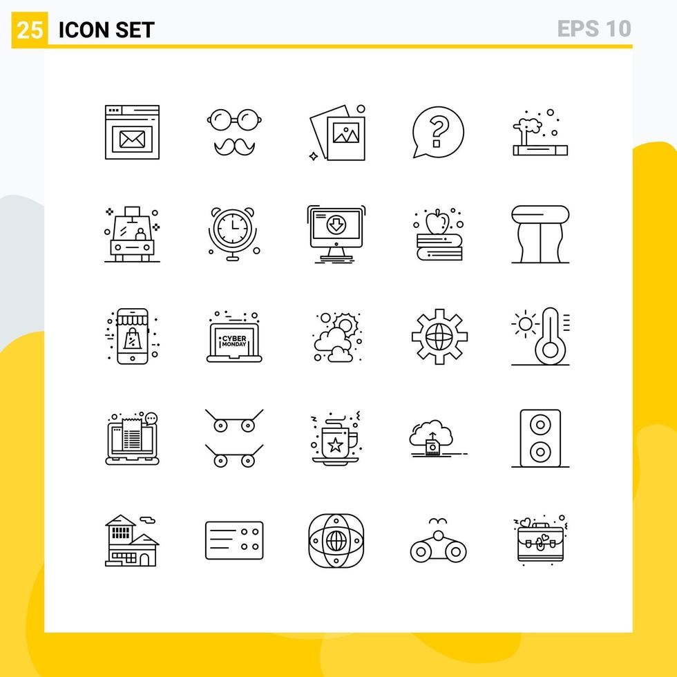 Modern Set of 25 Lines and symbols such as pollution social specs question chat Editable Vector Design Elements