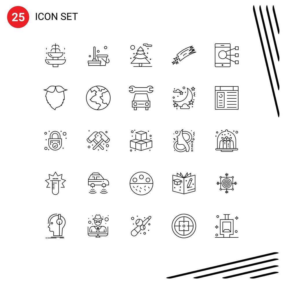 25 Creative Icons Modern Signs and Symbols of connect space sweep meteor asteroid Editable Vector Design Elements