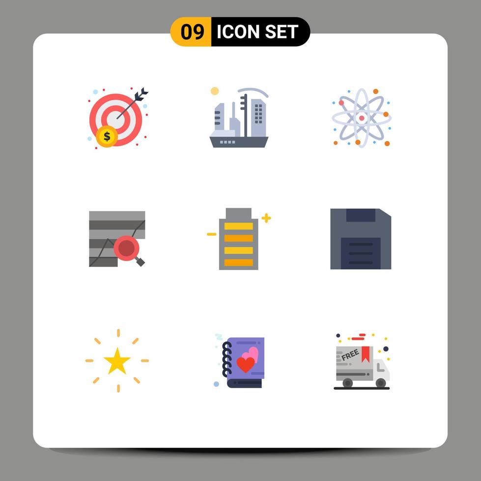 Modern Set of 9 Flat Colors and symbols such as data analytics chemical analytic atom Editable Vector Design Elements