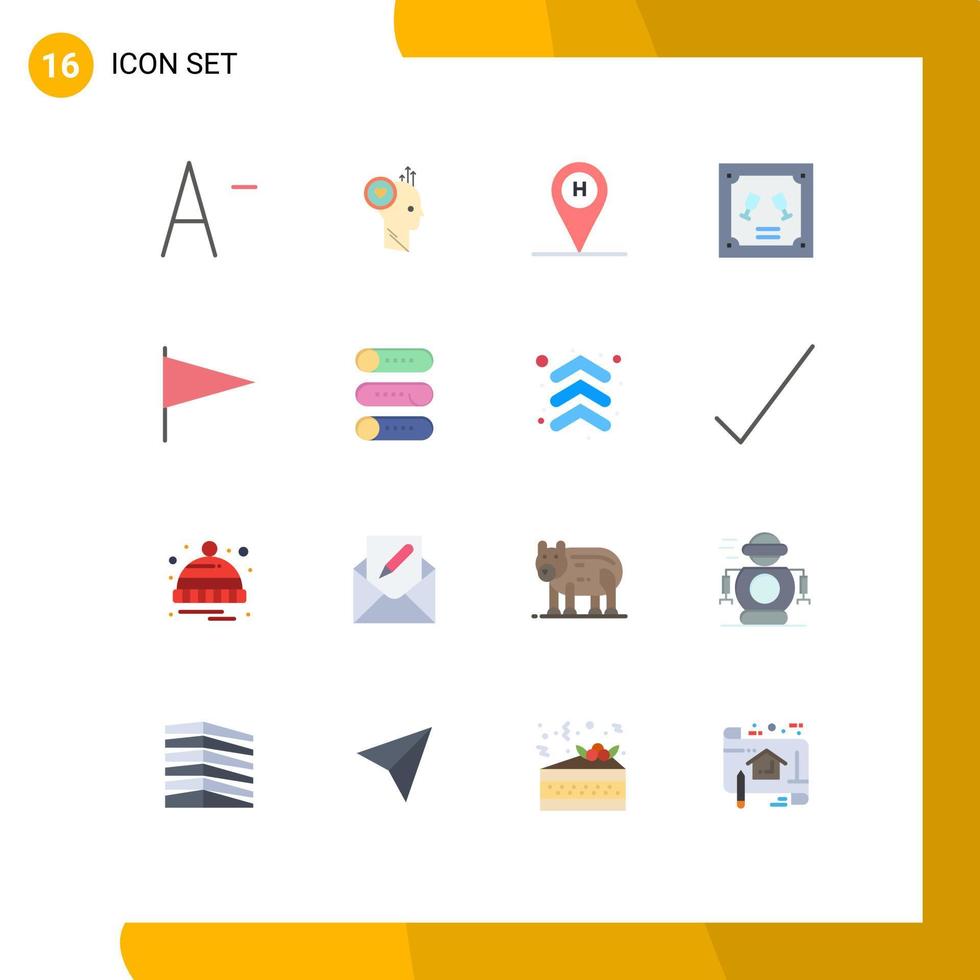 Flat Color Pack of 16 Universal Symbols of mark country beach house letter envelope Editable Pack of Creative Vector Design Elements