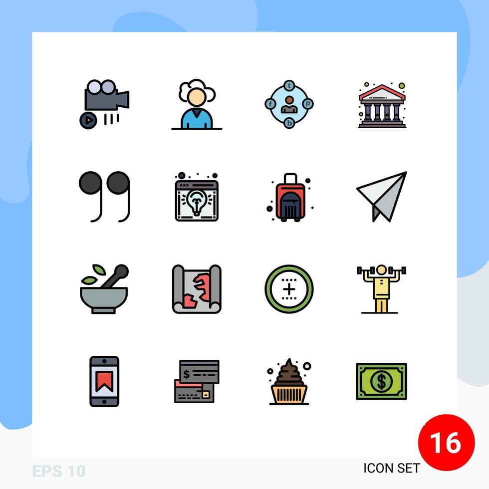 16 Flat Color Filled Line concept for Websites Mobile and Apps browser close distractions building city Editable Creative Vector Design Elements