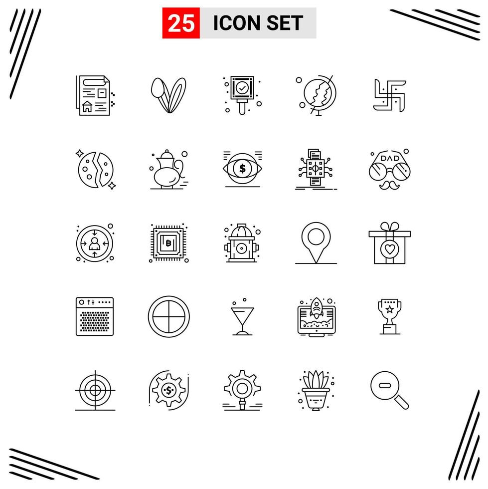 25 Universal Line Signs Symbols of religion indian mark church education Editable Vector Design Elements