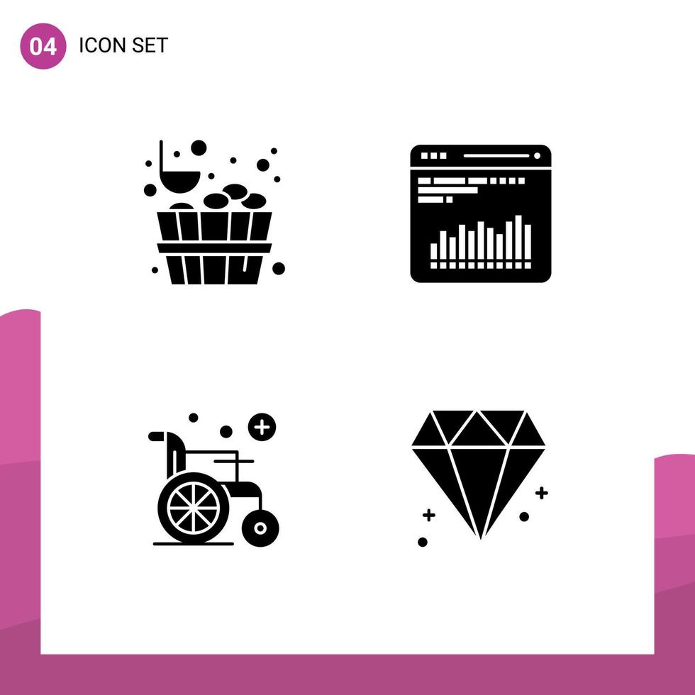 Universal Icon Symbols Group of Modern Solid Glyphs of bucket wheel chair chart diagnostic canada Editable Vector Design Elements