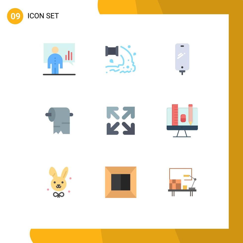 9 Universal Flat Colors Set for Web and Mobile Applications tissue cleaning waste battery mobile Editable Vector Design Elements