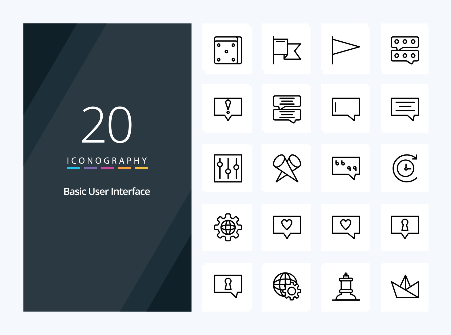 20 Basic Outline icon for presentation 18541838 Vector Art at Vecteezy