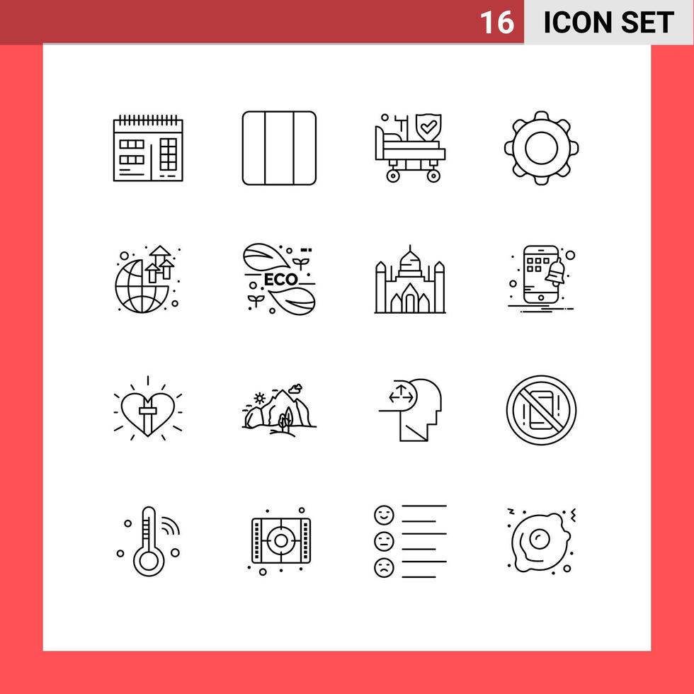 Stock Vector Icon Pack of 16 Line Signs and Symbols for growth navigation hospital mobile basic Editable Vector Design Elements
