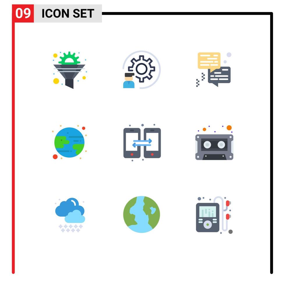 9 Thematic Vector Flat Colors and Editable Symbols of connection forecast process eclipse communication Editable Vector Design Elements