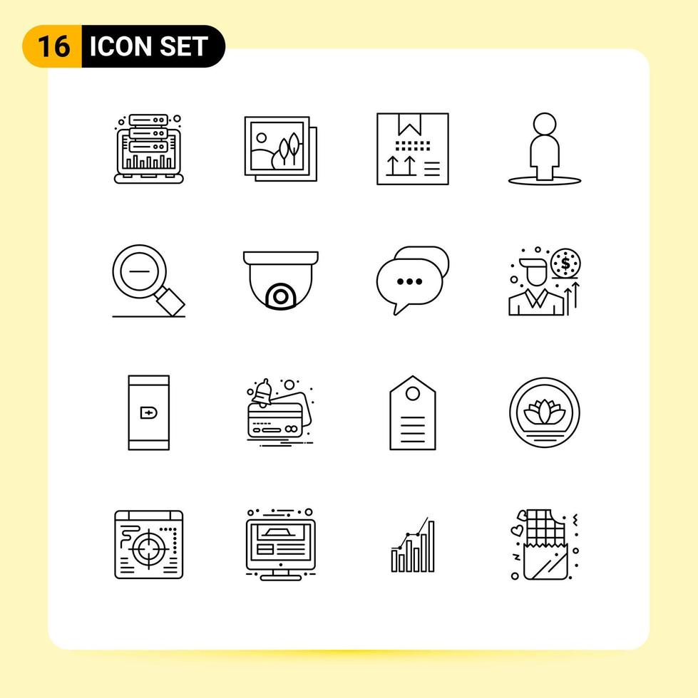 Stock Vector Icon Pack of 16 Line Signs and Symbols for less people picture avatar development Editable Vector Design Elements