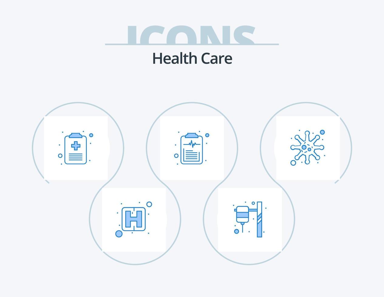 Health Care Blue Icon Pack 5 Icon Design. disease. report. medical. list. check list vector