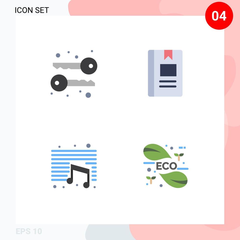 Modern Set of 4 Flat Icons and symbols such as graphy note book learning school Editable Vector Design Elements