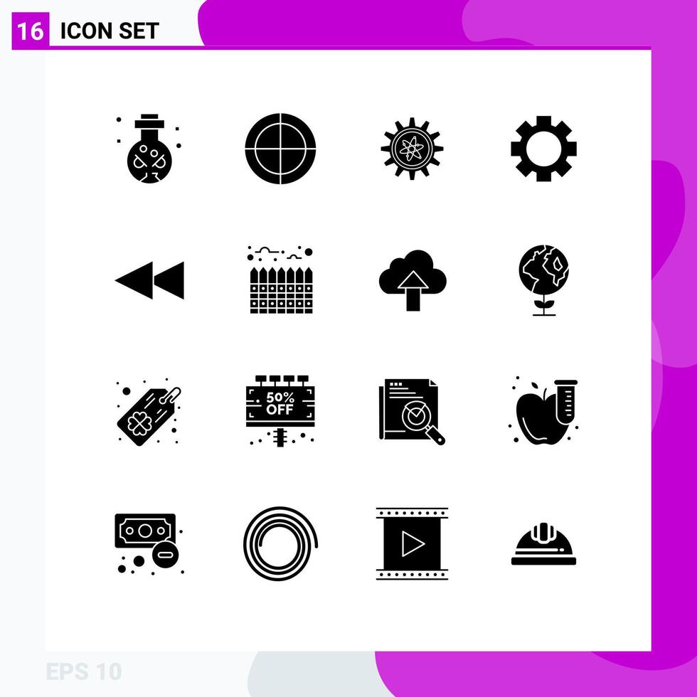 Stock Vector Icon Pack of 16 Line Signs and Symbols for estate backward experiment wheel gear Editable Vector Design Elements