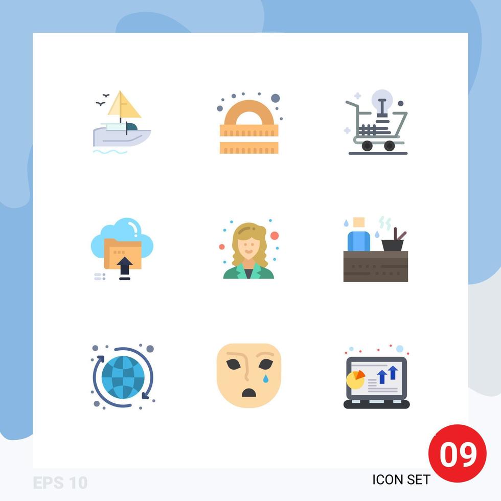 Universal Icon Symbols Group of 9 Modern Flat Colors of cloud arrow study upload idea Editable Vector Design Elements