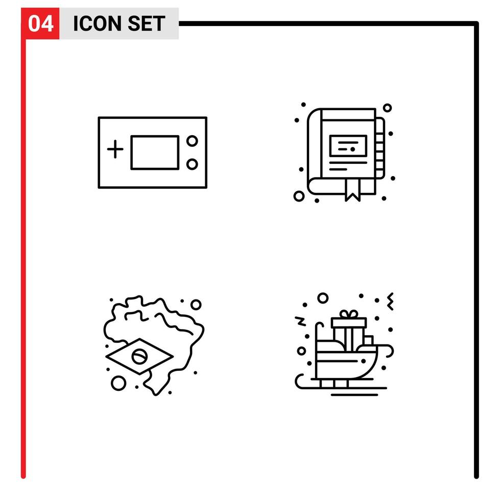 Mobile Interface Line Set of 4 Pictograms of devices notebook products digital flag Editable Vector Design Elements