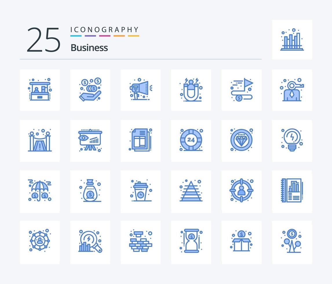 Business 25 Blue Color icon pack including complete. accomplish. notification. customer retention. customer vector