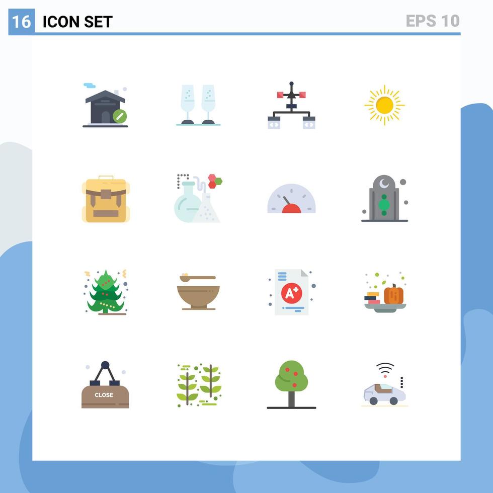 16 Flat Color concept for Websites Mobile and Apps zipper bag browser sunset sun Editable Pack of Creative Vector Design Elements