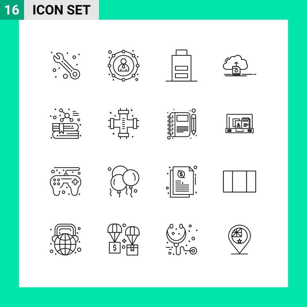 16 Thematic Vector Outlines and Editable Symbols of chemistry computing interface data upload Editable Vector Design Elements