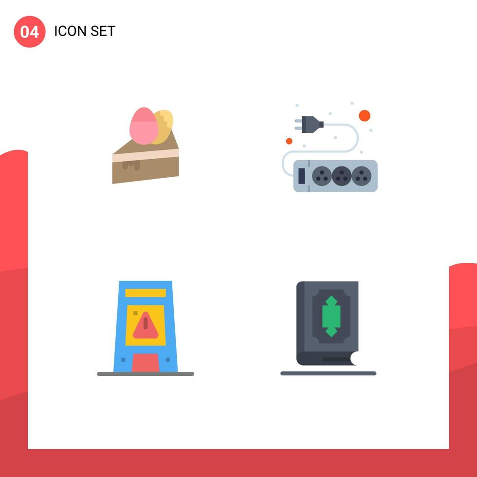4 Thematic Vector Flat Icons and Editable Symbols of cake signaling egg socket wet Editable Vector Design Elements