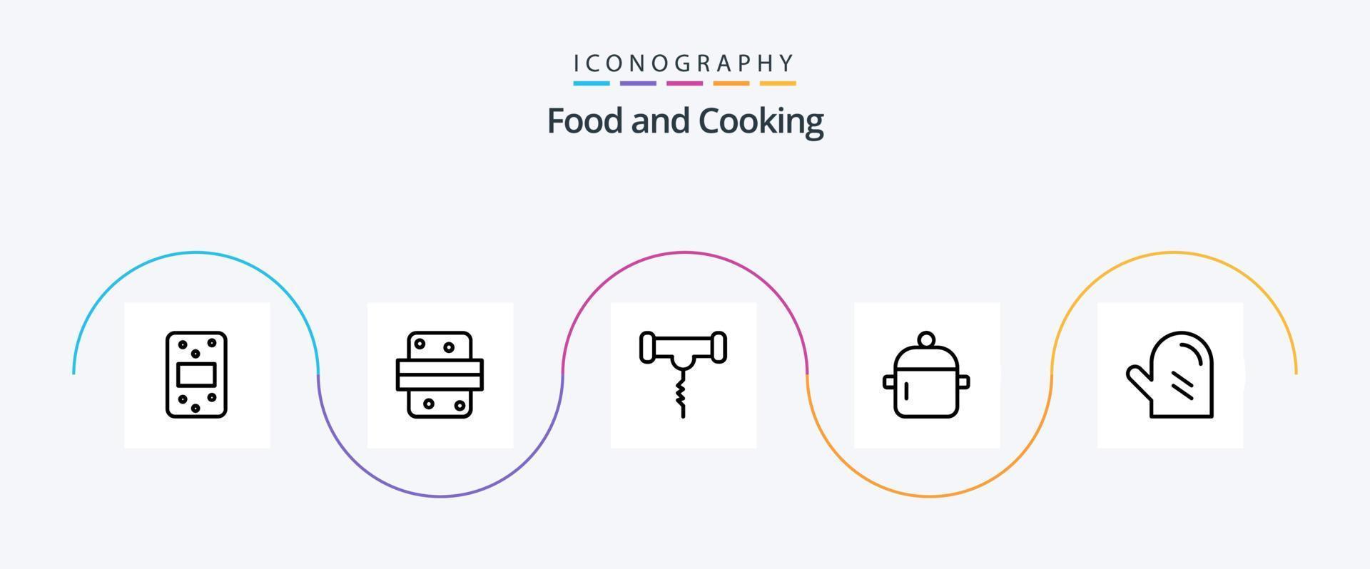 Food Line 5 Icon Pack Including drink. kitchen. drink. food. cooking vector