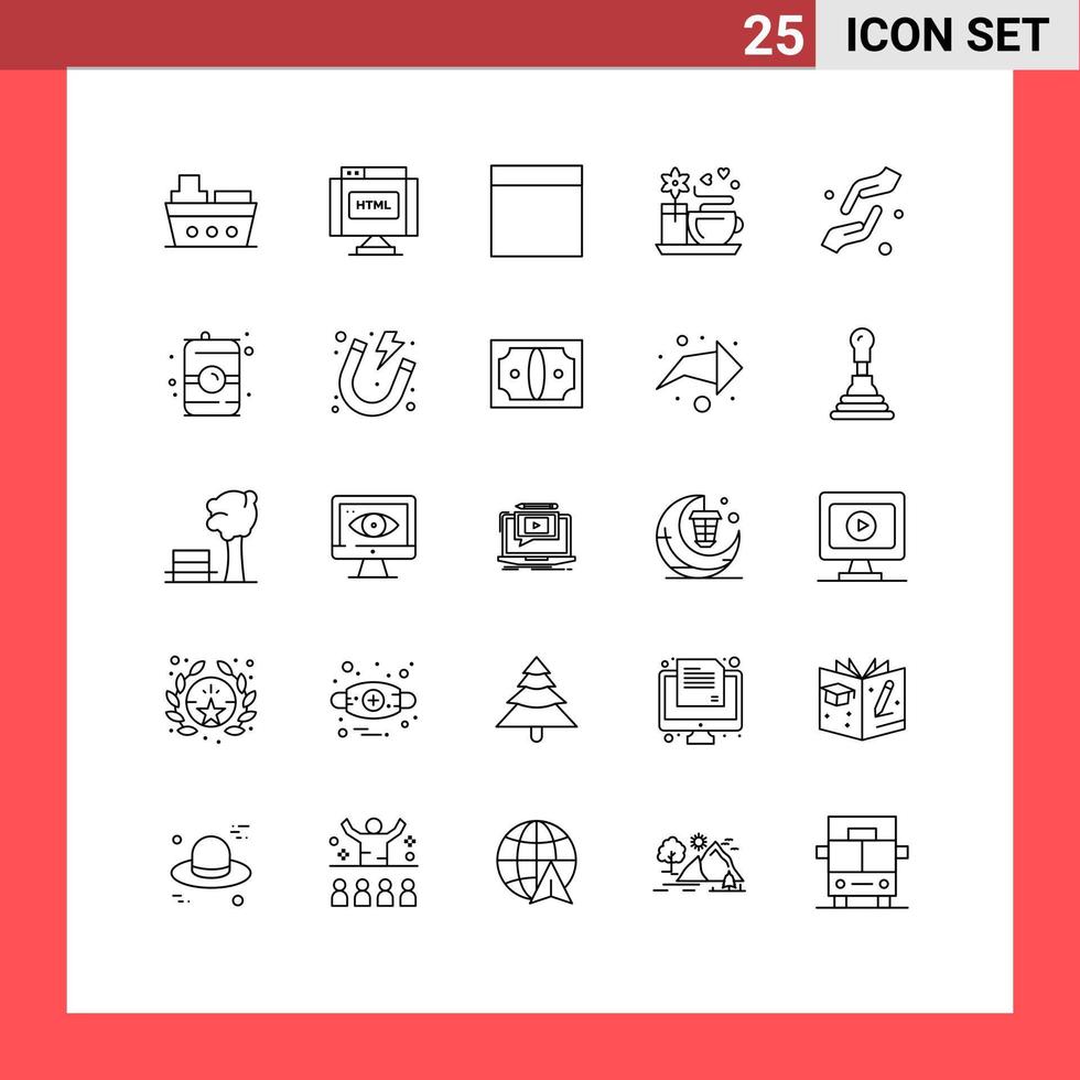 Stock Vector Icon Pack of 25 Line Signs and Symbols for shahada hands grid faith hot Editable Vector Design Elements