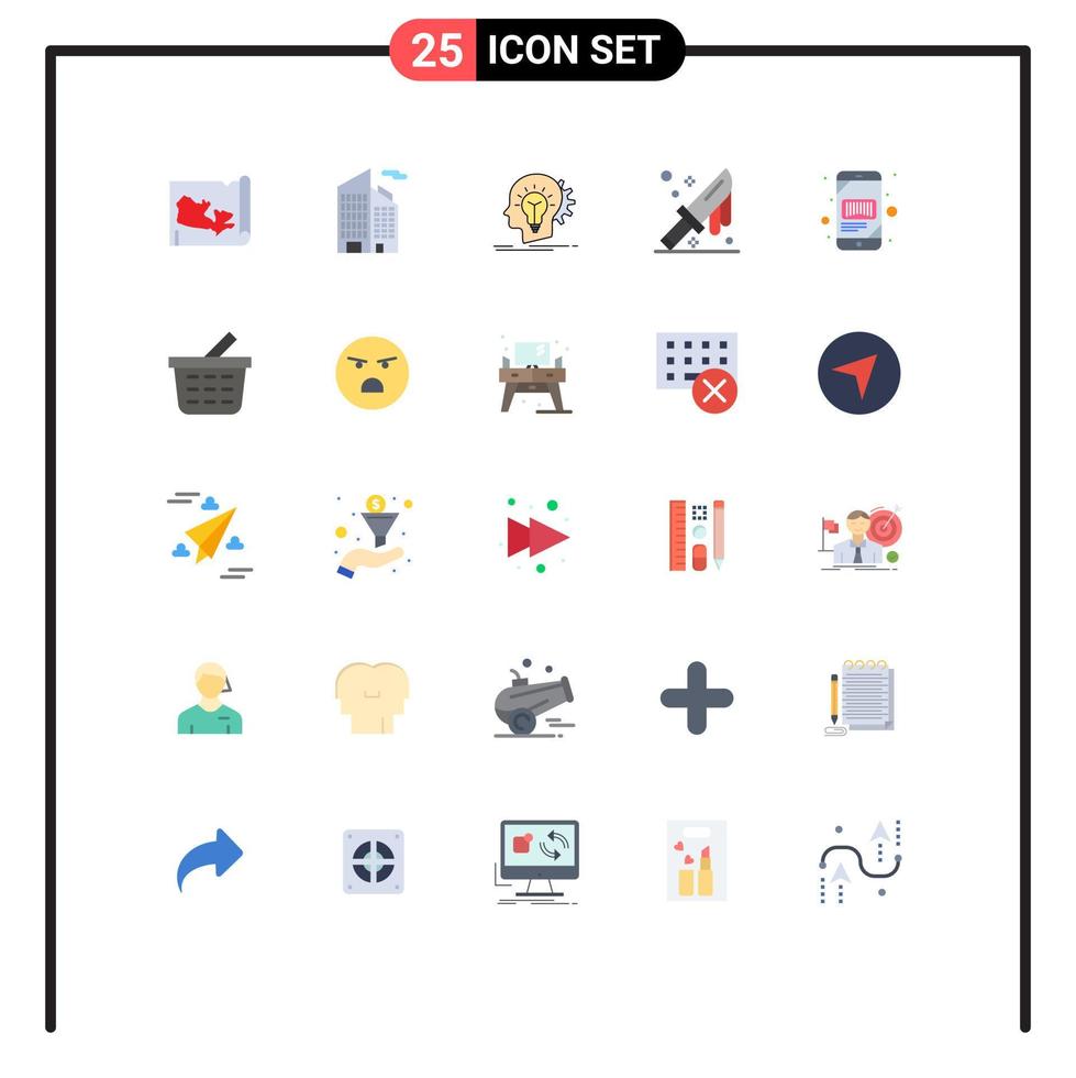 paquete de iconos de vector de stock de 25 signos y símbolos de línea para elementos de diseño de vector editables de corte de cuchillo de cabeza de código de barras de teléfono