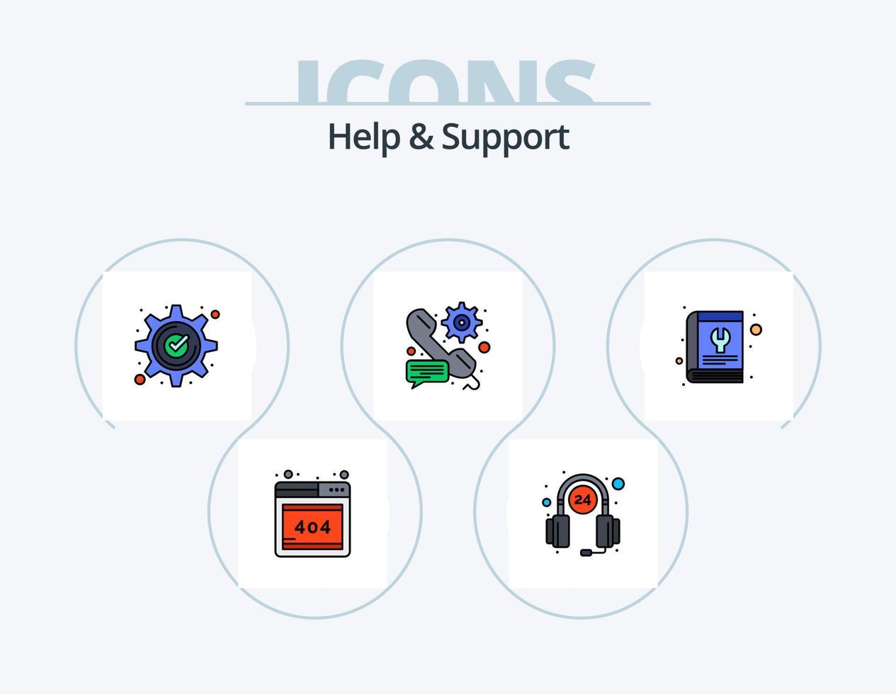 Help And Support Line Filled Icon Pack 5 Icon Design. service. help. message. customer. service vector