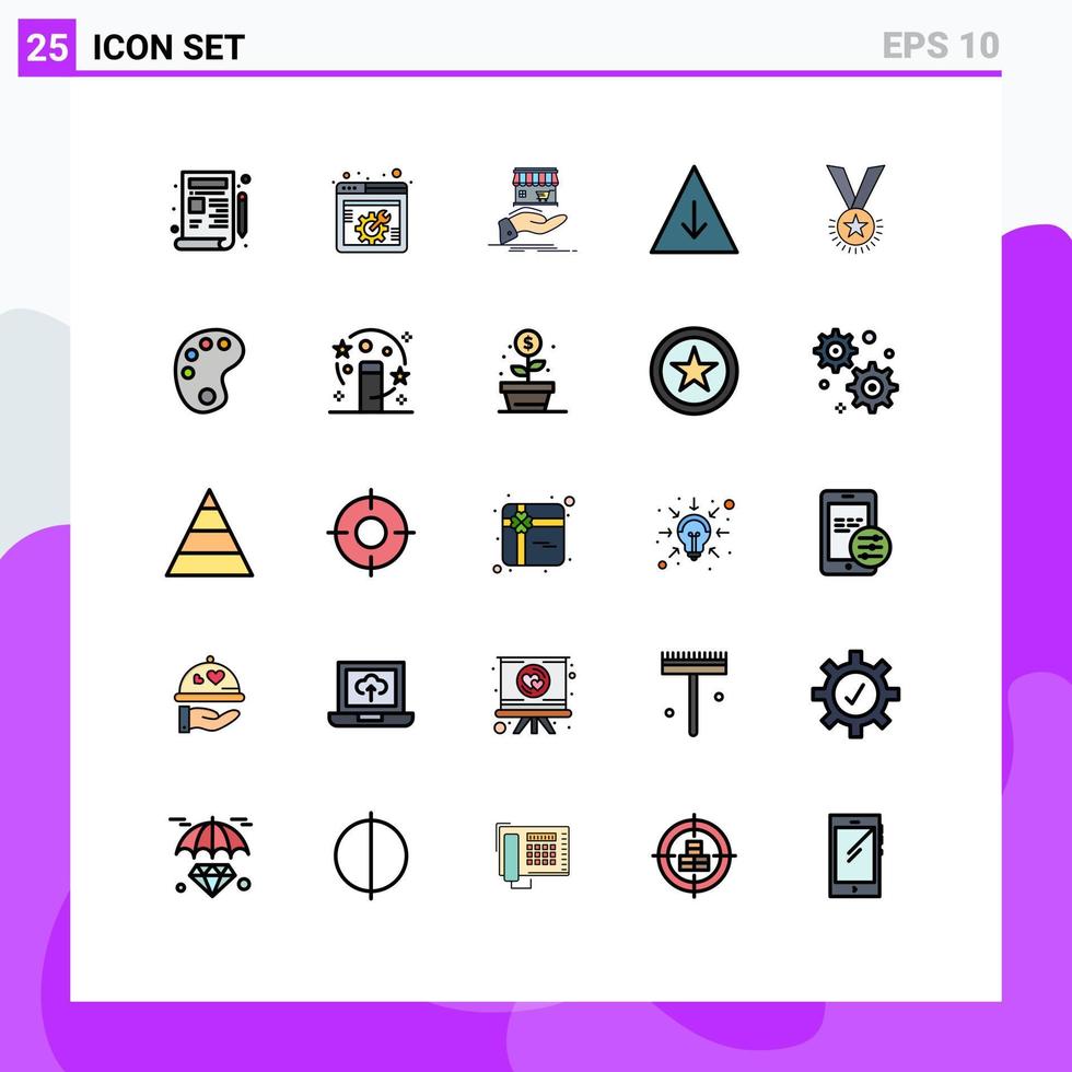 25 Creative Icons Modern Signs and Symbols of honor pyramid shop fall hand Editable Vector Design Elements
