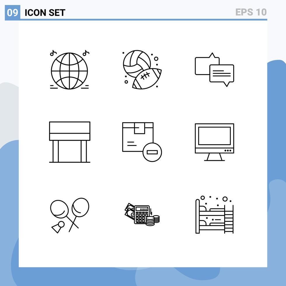 Set of 9 Modern UI Icons Symbols Signs for logistic delivery mail delete table Editable Vector Design Elements