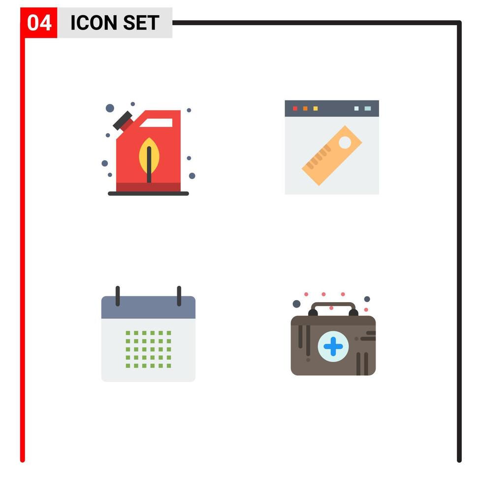 User Interface Pack of 4 Basic Flat Icons of can appointment oil tool date Editable Vector Design Elements