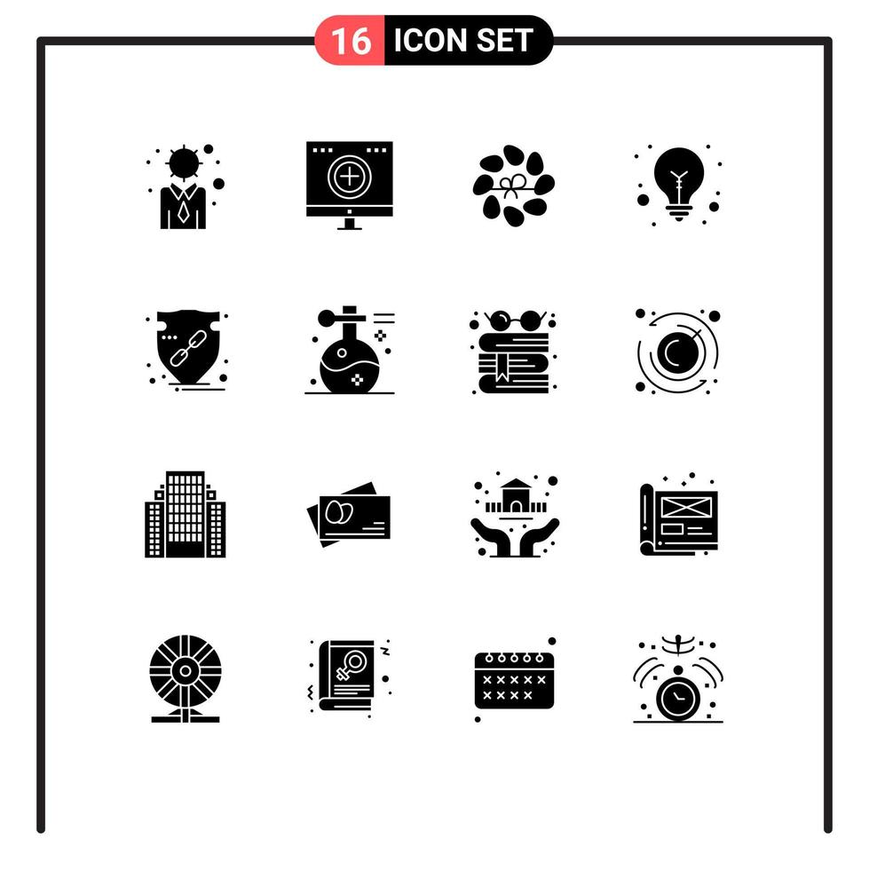 Set of 16 Modern UI Icons Symbols Signs for verify tips recovery light bulb plant Editable Vector Design Elements
