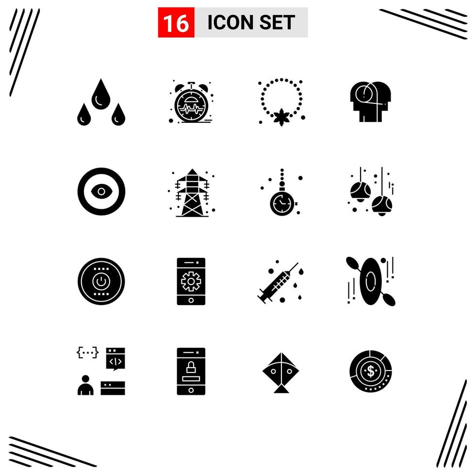 Universal Icon Symbols Group of 16 Modern Solid Glyphs of award human locket hearing better Editable Vector Design Elements