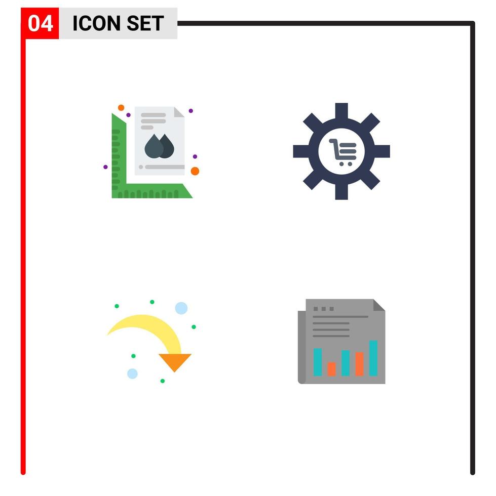 Set of 4 Commercial Flat Icons pack for measure gear print configuration refresh Editable Vector Design Elements