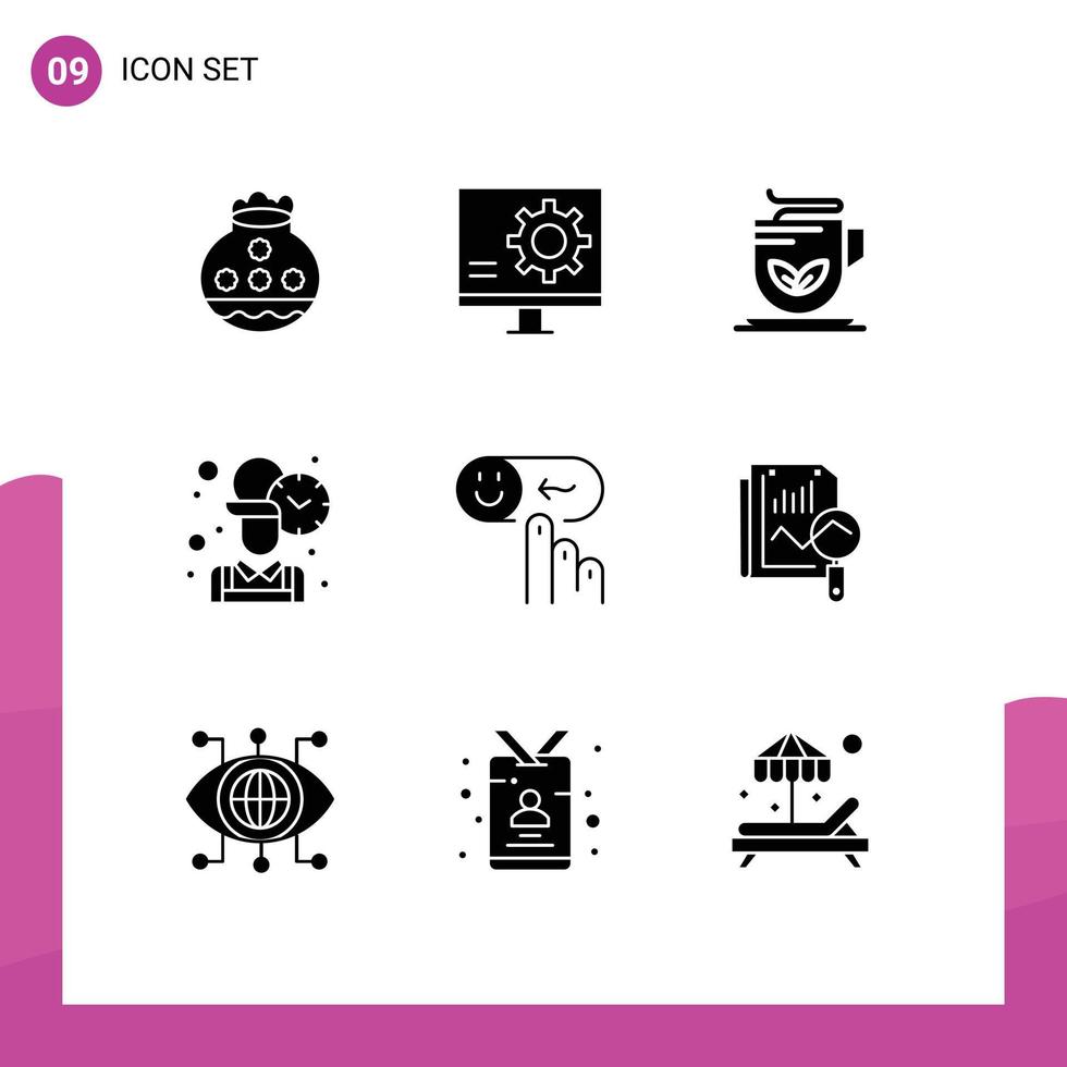 Set of 9 Modern UI Icons Symbols Signs for worker office error employee tea Editable Vector Design Elements
