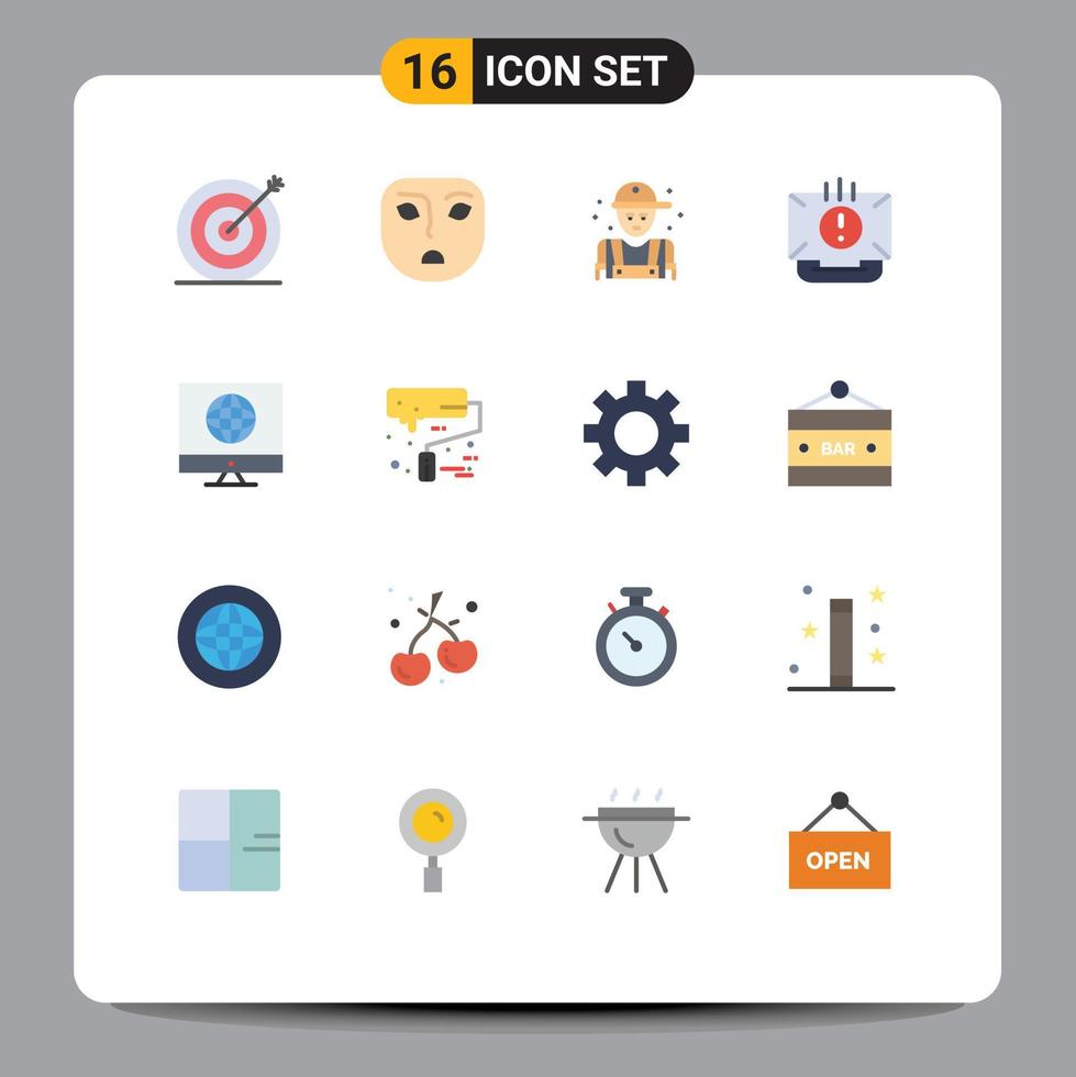 conjunto de 16 iconos modernos de la interfaz de usuario símbolos signos para la comunicación ayuda mecánica comunicación por correo electrónico paquete editable de elementos de diseño de vectores creativos