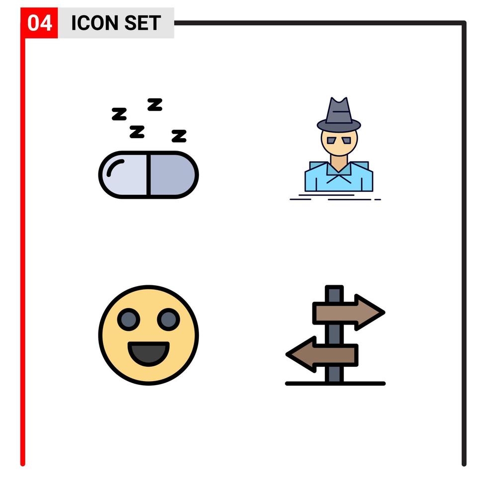 Set of 4 Modern UI Icons Symbols Signs for drug face detective spy board Editable Vector Design Elements