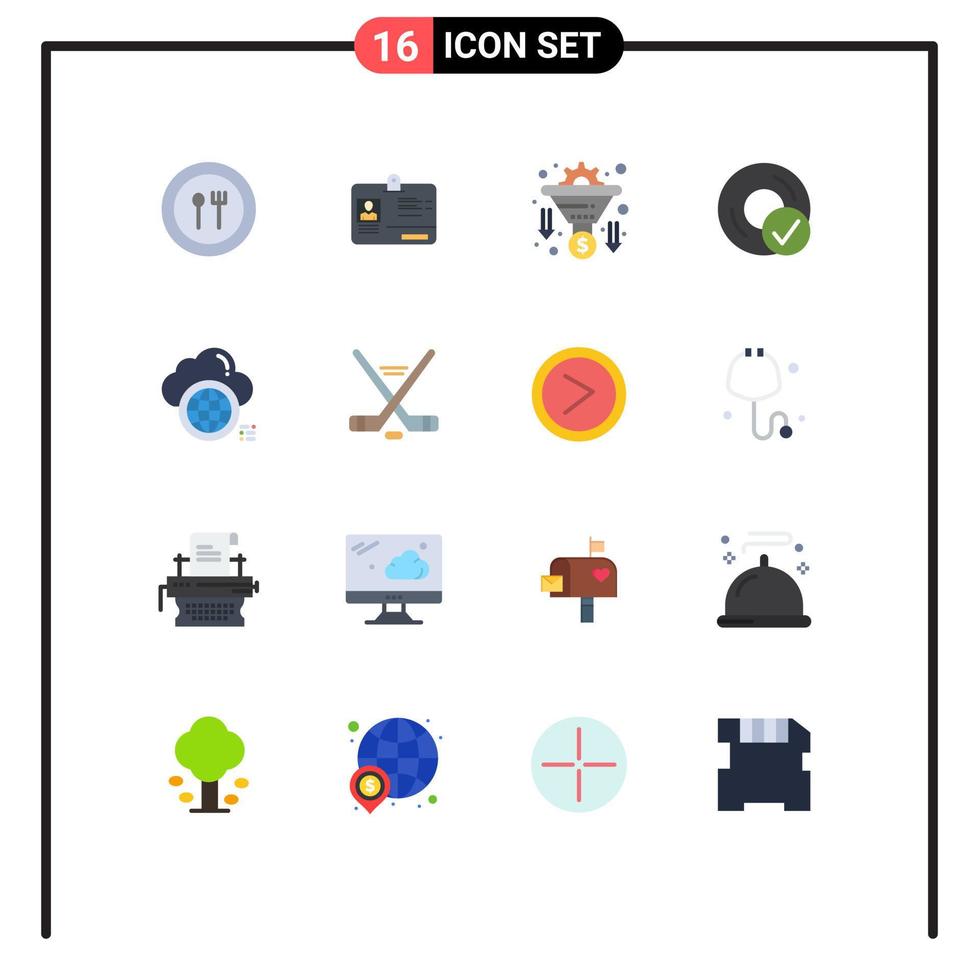 Set of 16 Commercial Flat Colors pack for cloud disc conversion devices computers Editable Pack of Creative Vector Design Elements
