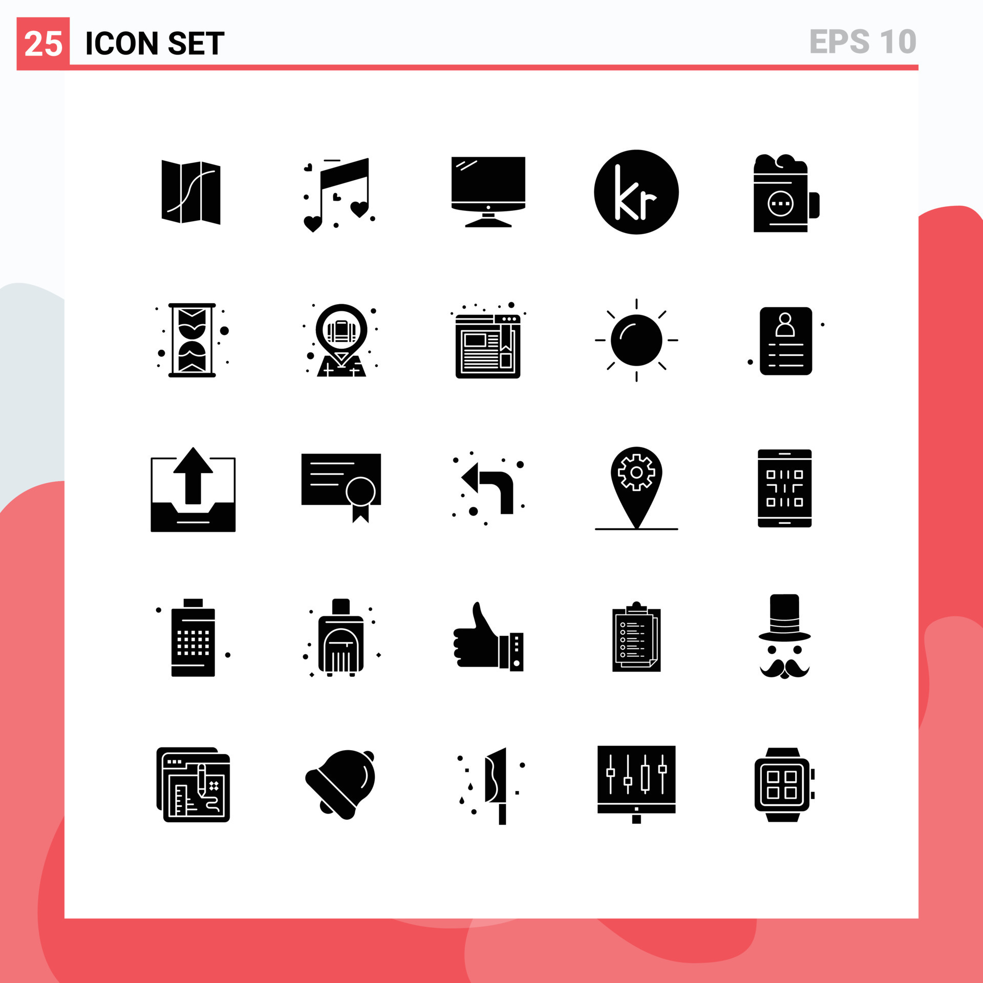 25 User Interface Solid Glyph Pack of modern Signs and Symbols of alcohol  danish computer currency pc Editable Vector Design Elements 18542749 Vector  Art at Vecteezy