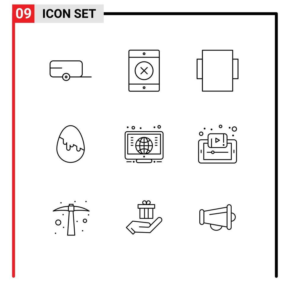 paquete de iconos de vector de stock de 9 signos y símbolos de línea para elementos de diseño de vector editables globales de documentos de pascua electrónicos móviles