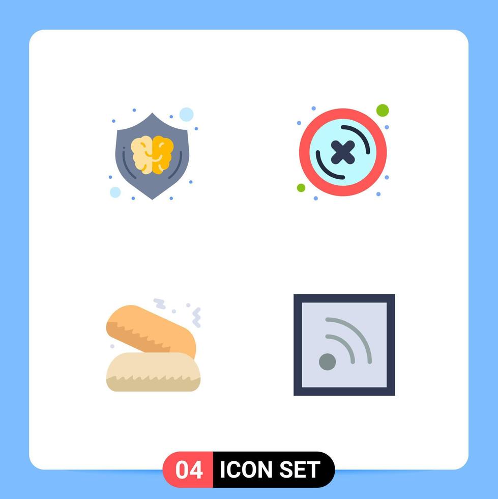 conjunto moderno de 4 iconos planos pictograma de elementos de diseño vectorial editables creativos de escudo de comida rápida vector