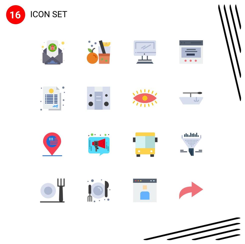 Set of 16 Vector Flat Colors on Grid for agreement slider computer interface pc Editable Pack of Creative Vector Design Elements