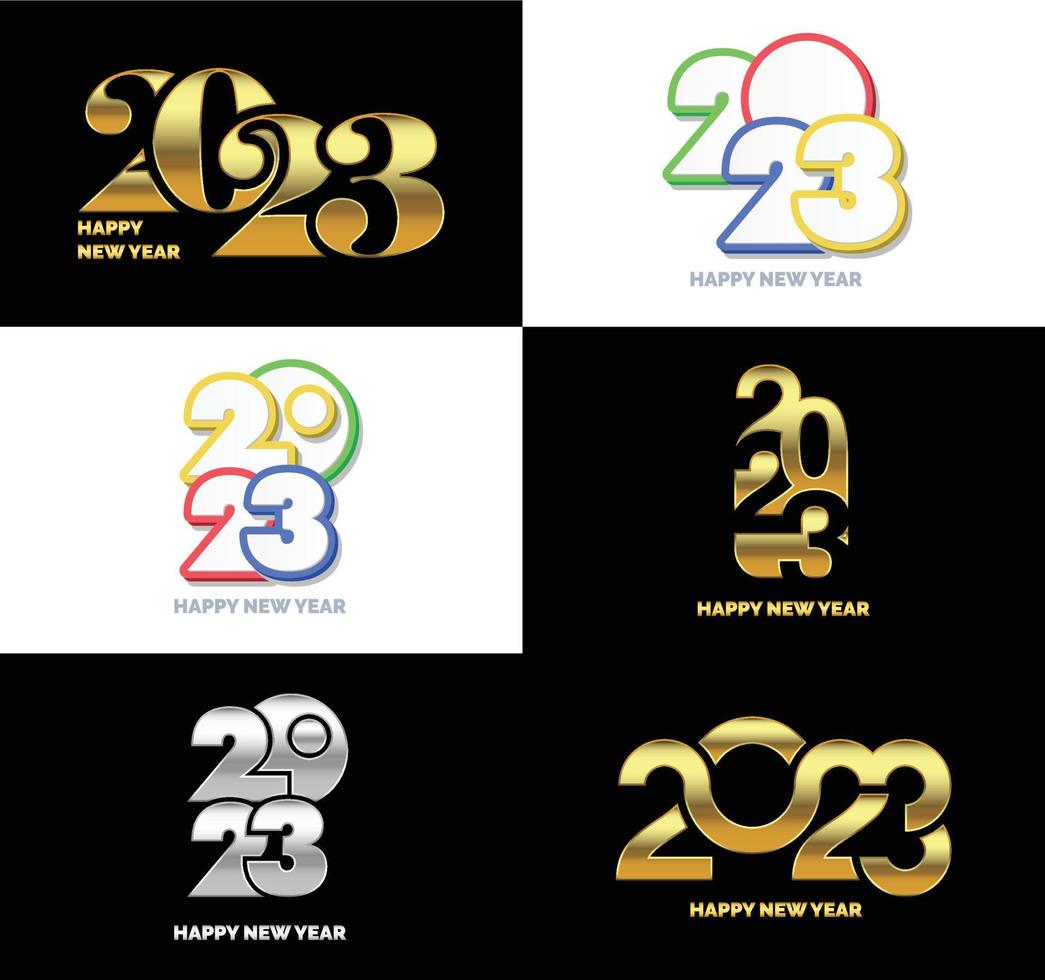 Big Set of 2023 Happy New Year logo text design 2023 number design template vector