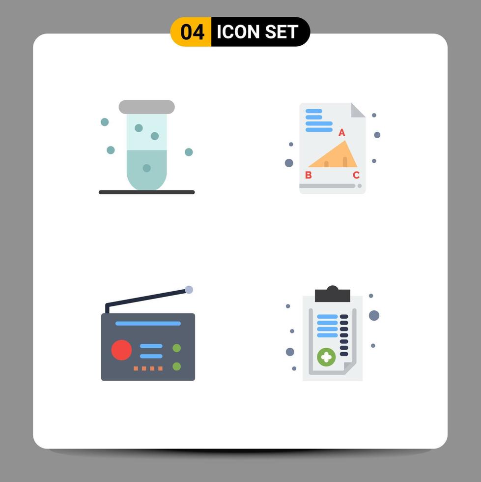 Set of 4 Commercial Flat Icons pack for biochemistry gadgets chemistry education technology Editable Vector Design Elements