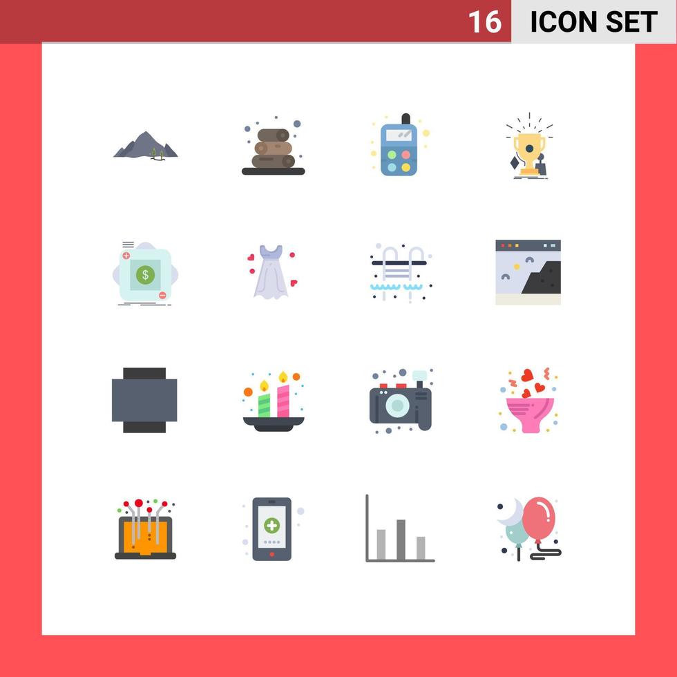 Flat Color Pack of 16 Universal Symbols of store winner baby trophies game Editable Pack of Creative Vector Design Elements